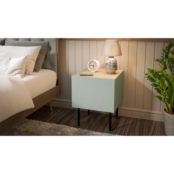 Cama Bedside table 2 pcs. FELLINI 40x41x60 olive + oiled oak top - Bedside tables made of furniture