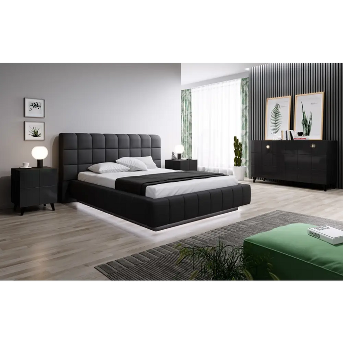 Cama bedside table REJA black gloss/black gloss - Bedside tables made of furniture boardSZN-PME<<<Bedside