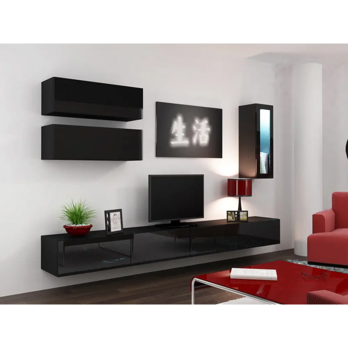 Cama Cabinet VIGO ’90’’ full 90/35/32 black/black gloss - Wooden shelvesRGA-DRE<<<ShelvesRGA<<<ActionPL