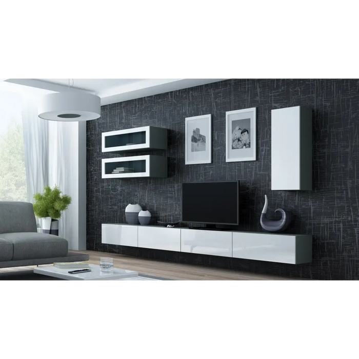 Cama Cabinet VIGO ’90’’ full 90/35/32 grey/white gloss - Wooden shelvesRGA-DRE<<<ShelvesRGA<<<ActionPL