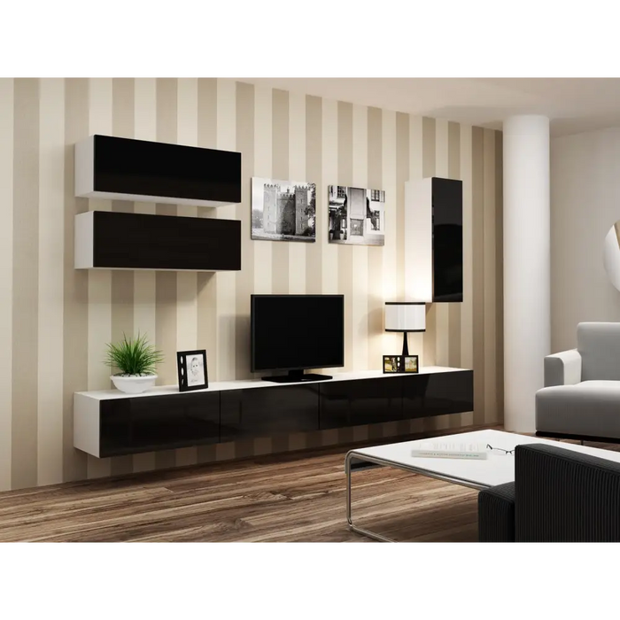 Cama Cabinet VIGO ’90’’ full 90/35/32 white/black gloss - Wooden shelvesRGA-DRE<<<ShelvesRGA<<<ActionPL