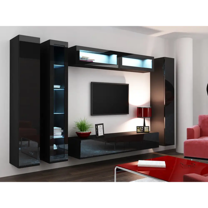 Cama Cabinet VIGO ’90’’ glass 90/35/32 black/black gloss - Buffets and display cabinets on a wooden