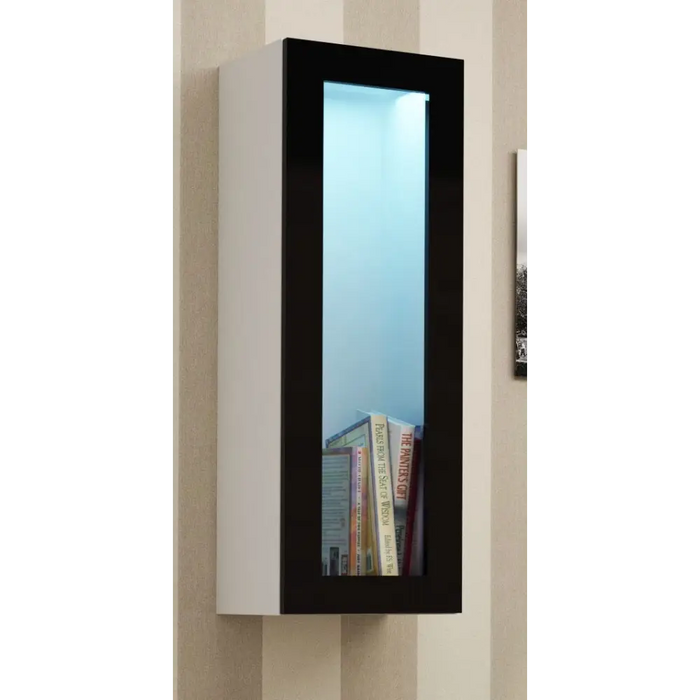 Cama Cabinet VIGO ’90’’ glass 90/35/32 white/black gloss - Buffets and display cabinets on a wooden
