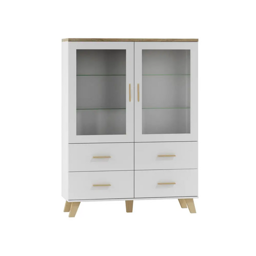 Cama display cabinet LOTTA 2D4D white + sonoma oak - Buffets and display cabinets on a wooden baseBIW-PDR<<<Buffets