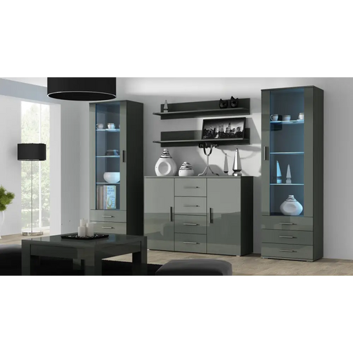 Cama display cabinet SOHO S1 grey/grey gloss - Buffets and display cabinets on a wooden baseBIW-PDR<<<Buffets and shop