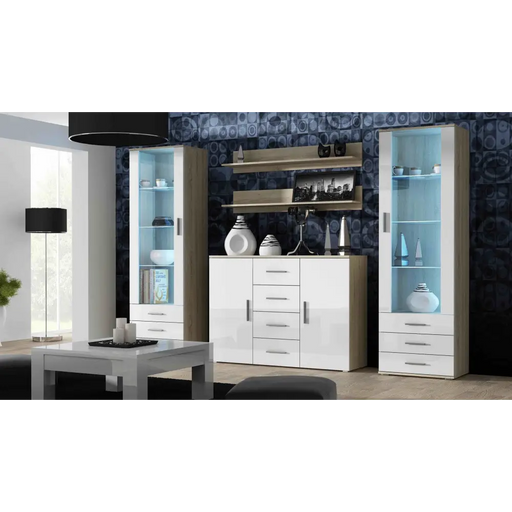 Cama display cabinet SOHO S1 sonoma oak/white gloss - Buffets and display cabinets on a wooden baseBIW-PDR<<<Buffets