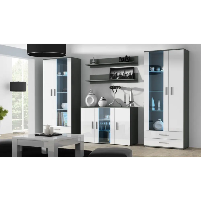 Cama display cabinet SOHO S6 2D2S grey/white gloss - Buffets and display cabinets on a wooden baseBIW-PDR<<<Buffets