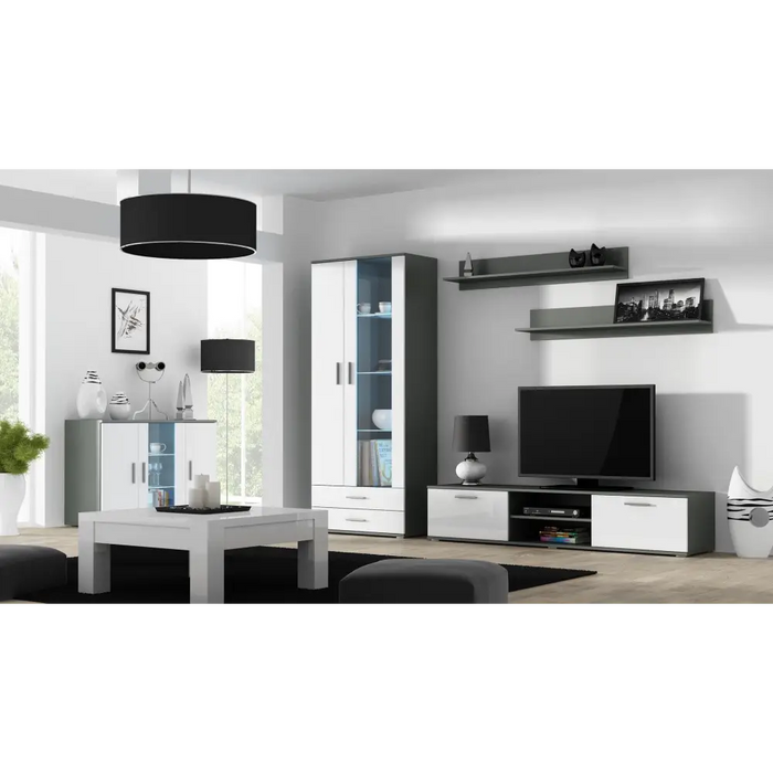 Cama display cabinet SOHO S6 2D2S grey/white gloss - Buffets and display cabinets on a wooden baseBIW-PDR<<<Buffets