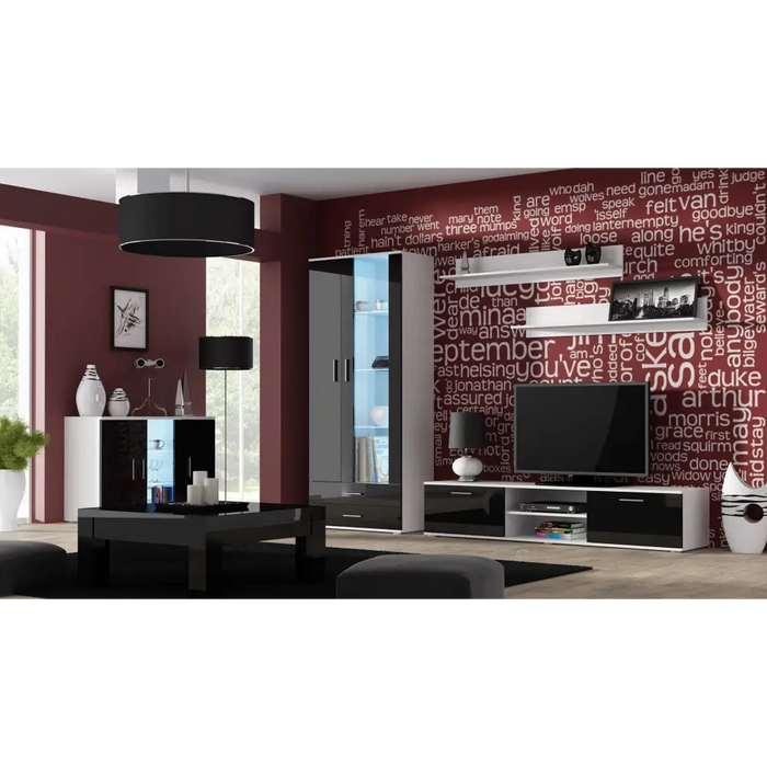 Cama display cabinet SOHO S6 2D2S white/black gloss - Buffets and display cabinets on a wooden baseBIW-PDR<<<Buffets
