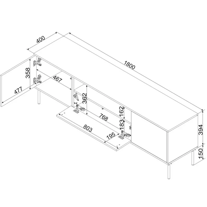 Cama EF TRESSE RTV Cabinet 180x40x54.5 matte green - TV cabinets made of furniture boardSTV-ZPM<<<TV