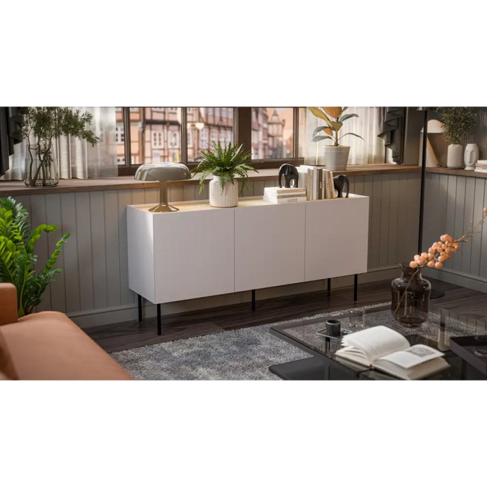 Cama FELLINI chest of drawers 150x40x70 cashmere + oiled oak top - Chests of drawers made of furniture