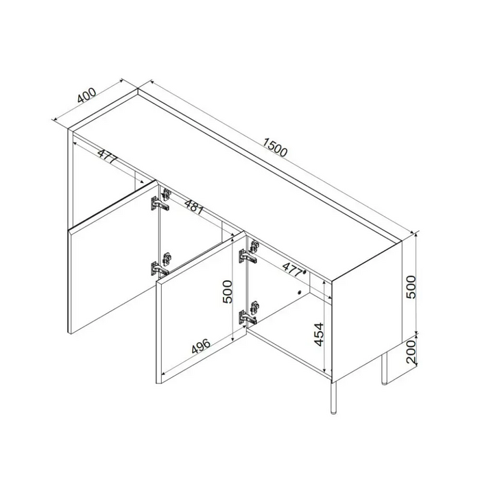 Cama FELLINI chest of drawers 150x40x70 olive + oiled oak top - Chests of drawers made of furniture