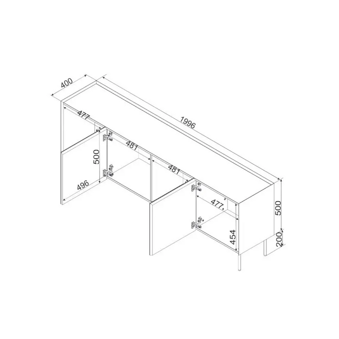 Cama FELLINI chest of drawers 200x40x70 olive + oiled oak top - Chests of drawers made of furniture