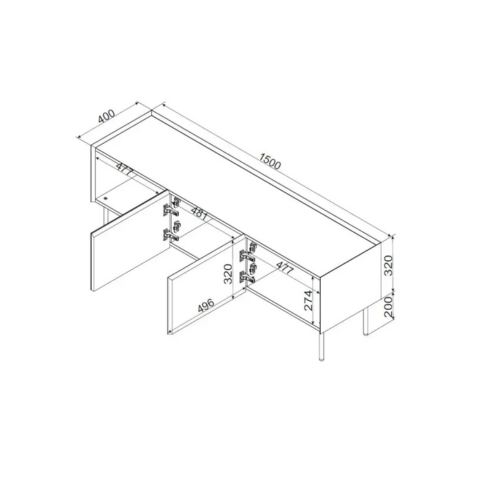Cama FELLINI TV cabinet 150x40x52 olive + oiled oak top - TV cabinets made of furniture boardSTV-ZPM<<<TV