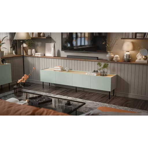 Cama FELLINI TV cabinet 200x40x52 olive + oiled oak top - TV cabinets made of furniture boardSTV-ZPM<<<TV