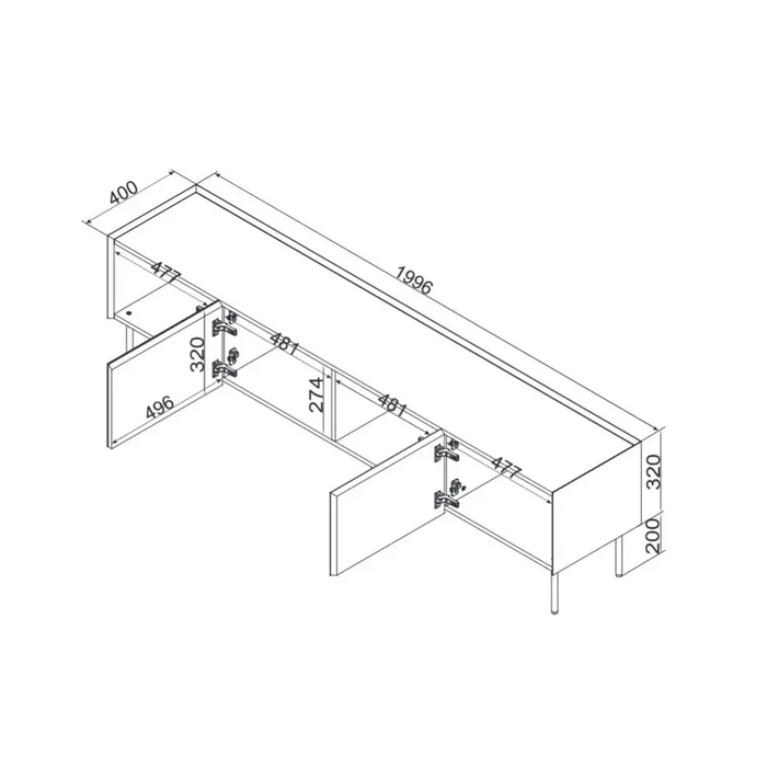 Cama FELLINI TV cabinet 200x40x52 olive + oiled oak top - TV cabinets made of furniture boardSTV-ZPM<<<TV