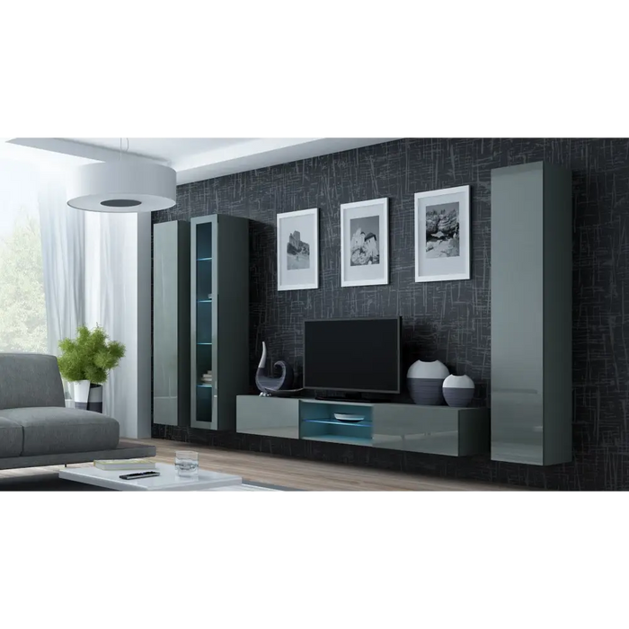 Cama Full cabinet VIGO ’180’ 180/40/30 grey/grey gloss - Wooden shelvesRGA-DRE<<<ShelvesRGA<<<ActionPL