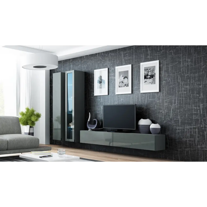 Cama Full cabinet VIGO ’180’ 180/40/30 grey/grey gloss - Wooden shelvesRGA-DRE<<<ShelvesRGA<<<ActionPL