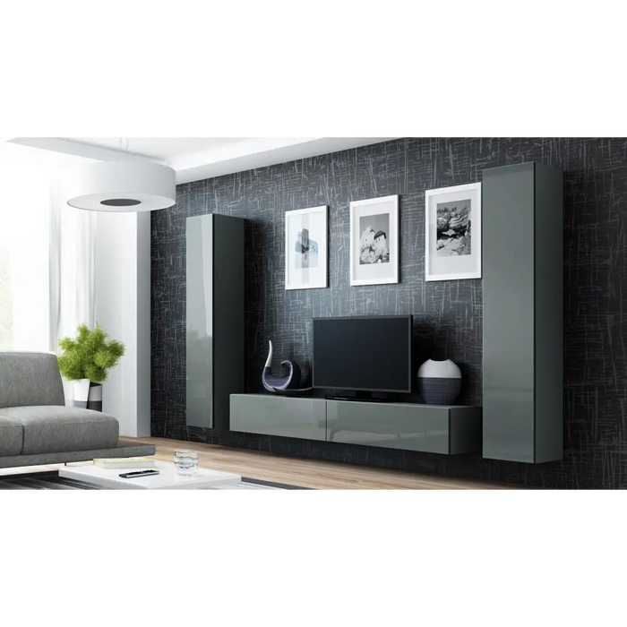 Cama Full cabinet VIGO ’180’ 180/40/30 grey/grey gloss - Wooden shelvesRGA-DRE<<<ShelvesRGA<<<ActionPL