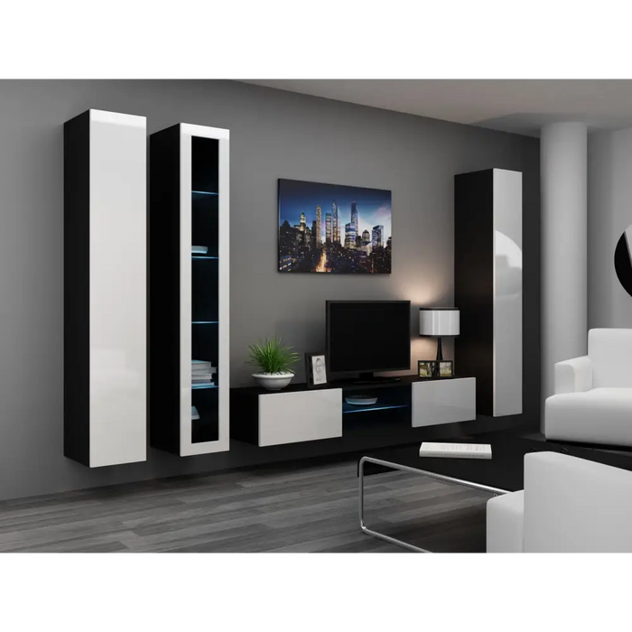 Cama Full cabinet VIGO ’180’ 180/40/30 white/black gloss - Wooden shelvesRGA-DRE<<<ShelvesRGA<<<ActionPL