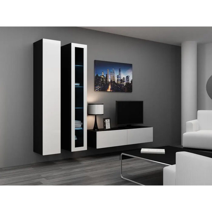 Cama Full cabinet VIGO ’180’ 180/40/30 white/black gloss - Wooden shelvesRGA-DRE<<<ShelvesRGA<<<ActionPL