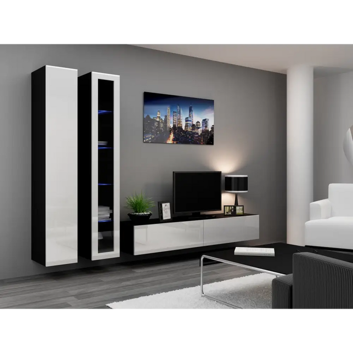 Cama Full cabinet VIGO ’180’ 180/40/30 white/black gloss - Wooden shelvesRGA-DRE<<<ShelvesRGA<<<ActionPL