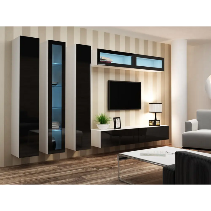 Cama Full cabinet VIGO ’180’ 180/40/30 white/black gloss - Wooden shelvesRGA-DRE<<<ShelvesRGA<<<ActionPL