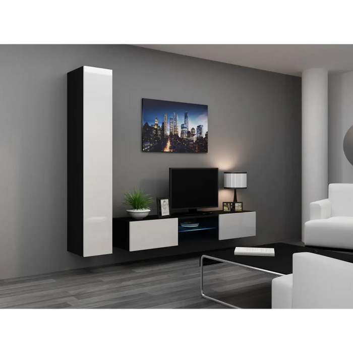 Cama Full cabinet VIGO ’180’ 180/40/30 white/black gloss - Wooden shelvesRGA-DRE<<<ShelvesRGA<<<ActionPL