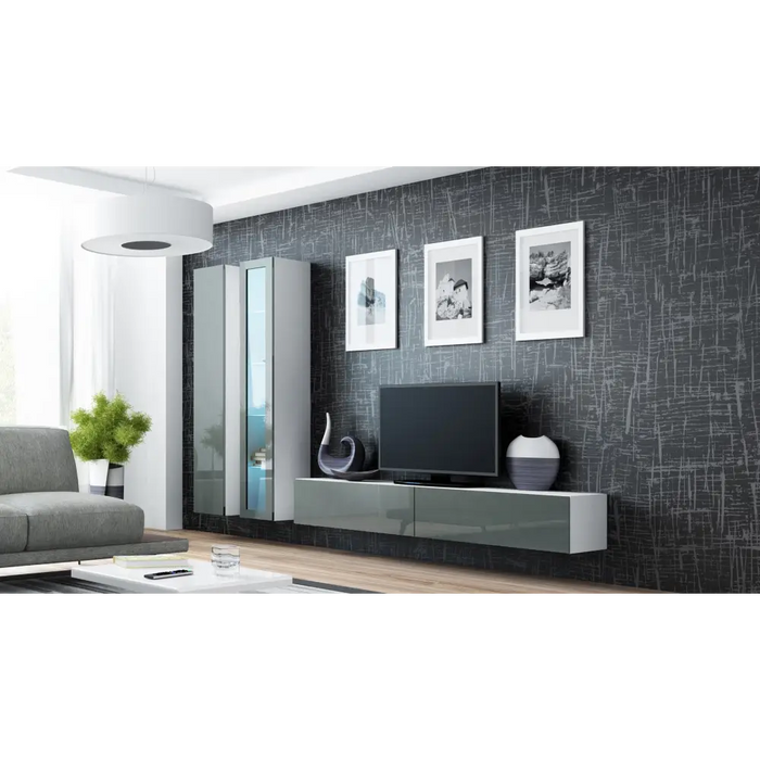 Cama Full cabinet VIGO ’180’ 180/40/30 white/grey gloss - Wooden shelvesRGA-DRE<<<ShelvesRGA<<<ActionPL