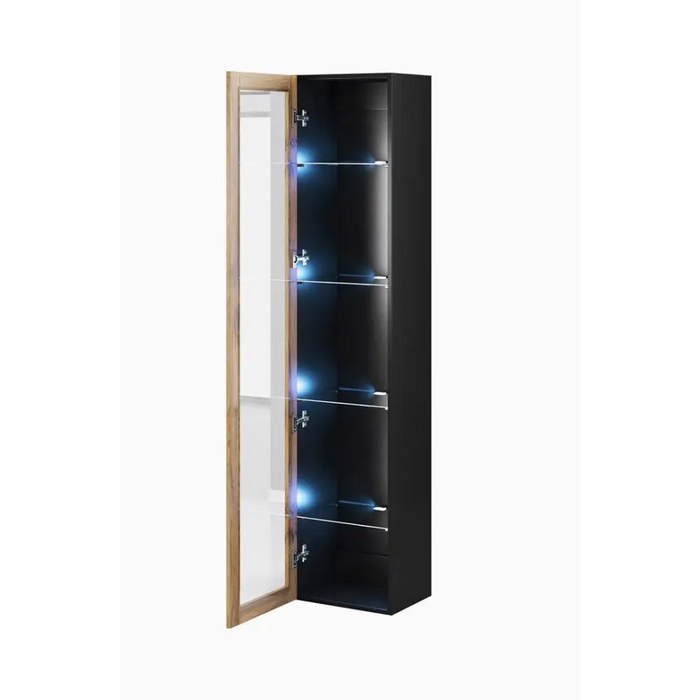 Cama glass-case VIGO ’180’ 180/40/30 black/wotan oak - Buffets and display cabinets on a wooden baseBIW-PDR<<<Buffets