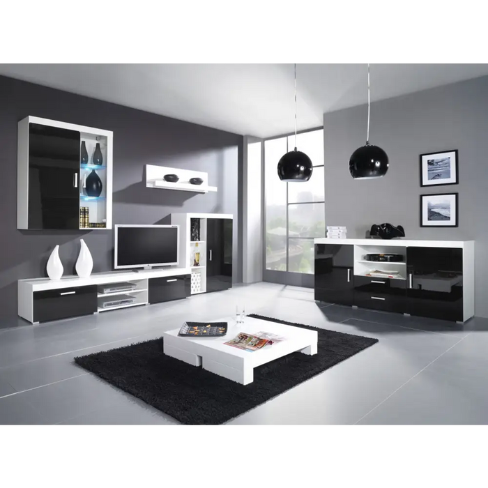 Cama hanging display cabinet SAMBA white/black gloss - Buffets and display cabinets on a wooden baseBIW-PDR<<<Buffets