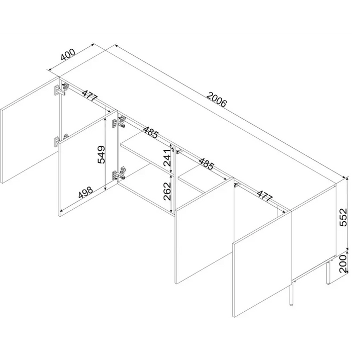 Cama ISLA chest of drawers 200x40x75 cashmere matt - Chests of drawers made of furniture