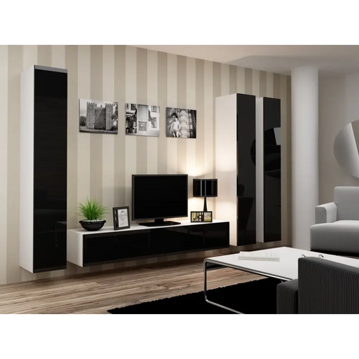Cama Living room cabinet set VIGO 1 white/black gloss - Modern wall unitsMES-NOW<<<Wall UnitsMES<<<ActionPL