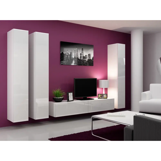 Cama living room cabinet set VIGO 1 white/white gloss - Modern wall unitsMES-NOW<<<Wall UnitsMES<<<ActionPL