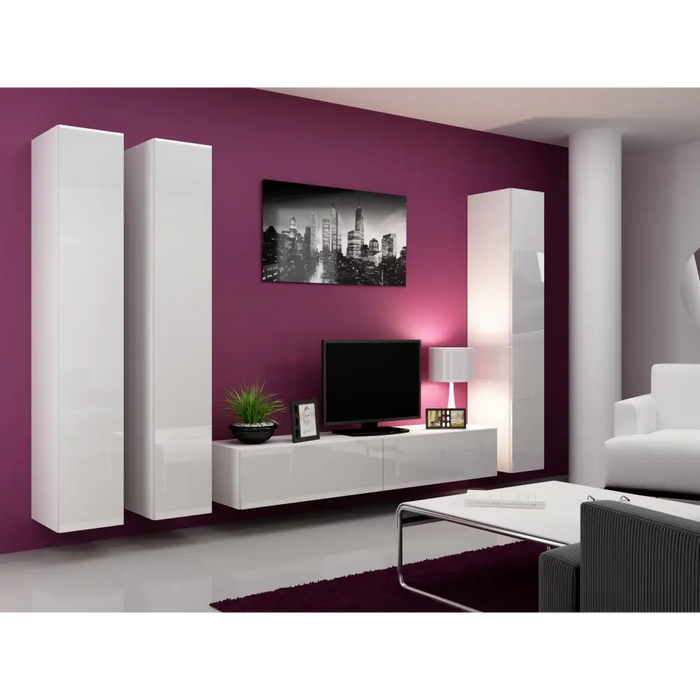 Cama living room cabinet set VIGO 1 white/white gloss - Modern wall unitsMES-NOW<<<Wall UnitsMES<<<ActionPL