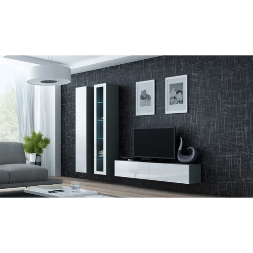 Cama Living room cabinet set VIGO 10 grey/white gloss - Modern wall unitsMES-NOW<<<Wall UnitsMES<<<ActionPL
