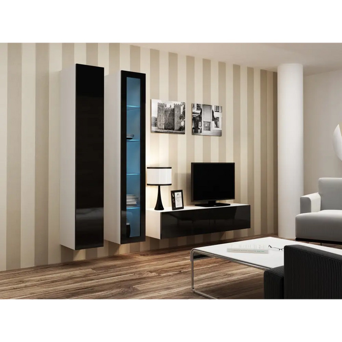 Cama Living room cabinet set VIGO 10 white/black gloss - Modern wall unitsMES-NOW<<<Wall UnitsMES<<<ActionPL
