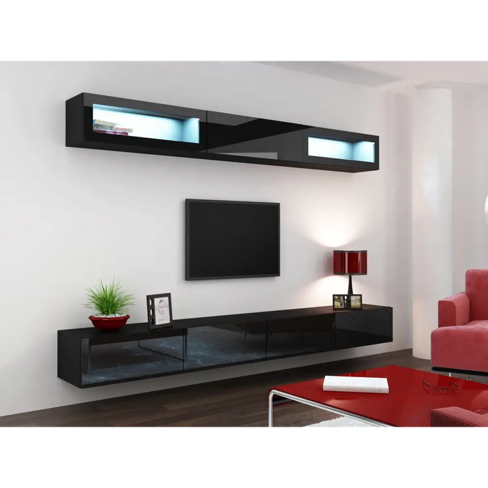 Cama Living room cabinet set VIGO 11 black/black gloss - Modern wall unitsMES-NOW<<<Wall UnitsMES<<<ActionPL