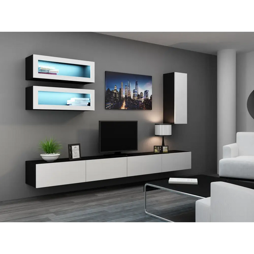 Cama Living room cabinet set VIGO 11 black/white gloss - Modern wall unitsMES-NOW<<<Wall UnitsMES<<<ActionPL