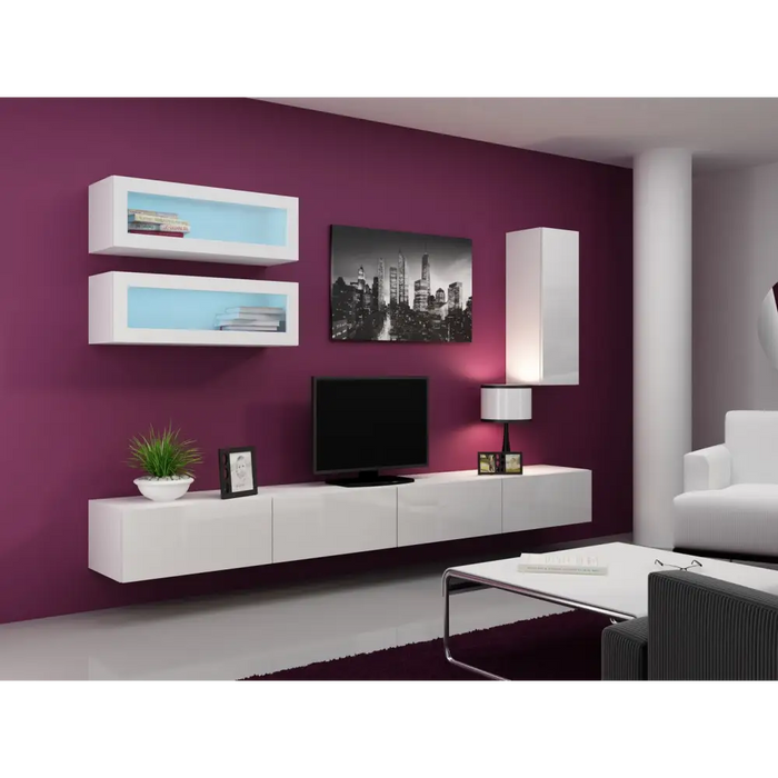 Cama Living room cabinet set VIGO 11 white/white gloss - Modern wall unitsMES-NOW<<<Wall UnitsMES<<<ActionPL