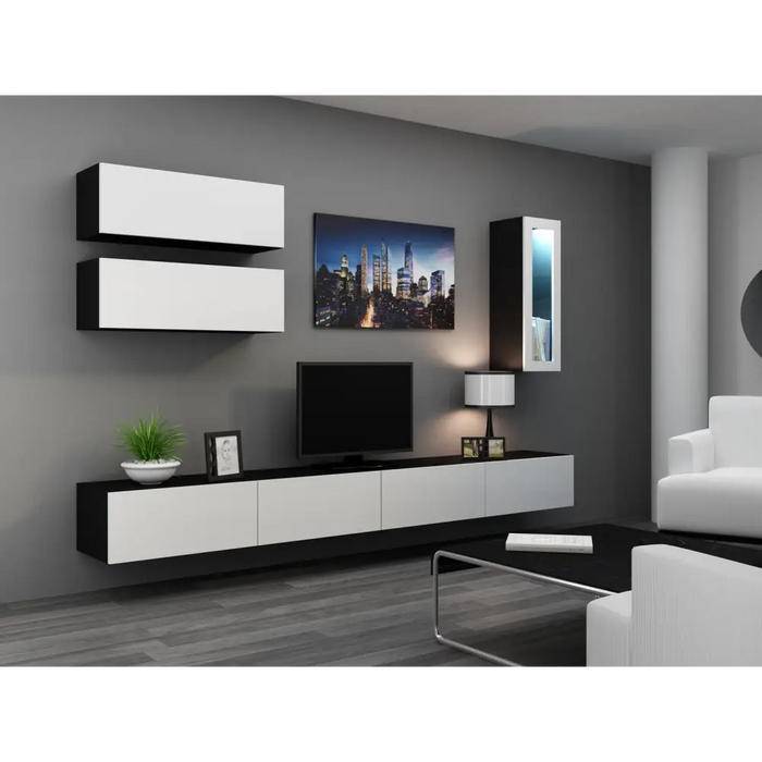Cama Living room cabinet set VIGO 12 black/white gloss - Modern wall unitsMES-NOW<<<Wall UnitsMES<<<ActionPL