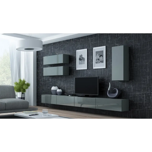 Cama Living room cabinet set VIGO 13 grey/grey gloss - Modern wall unitsMES-NOW<<<Wall UnitsMES<<<ActionPL