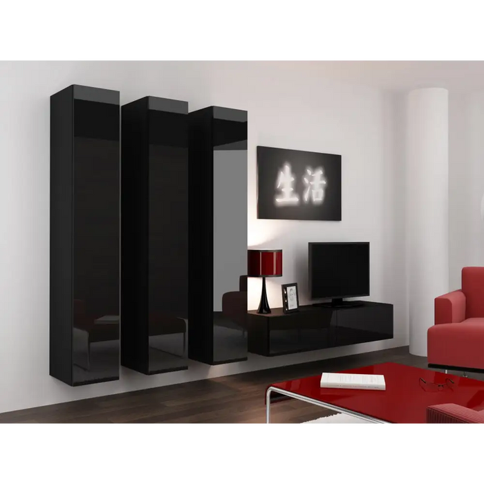 Cama Living room cabinet set VIGO 14 black/black gloss - Modern wall unitsMES-NOW<<<Wall UnitsMES<<<ActionPL
