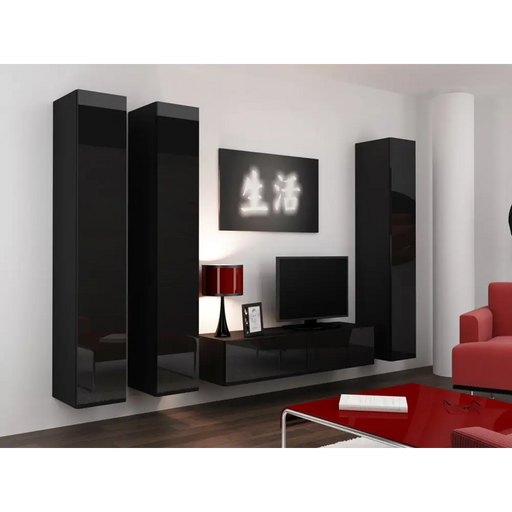 Cama Living room cabinet set VIGO 14 black/black gloss - Modern wall unitsMES-NOW<<<Wall UnitsMES<<<ActionPL