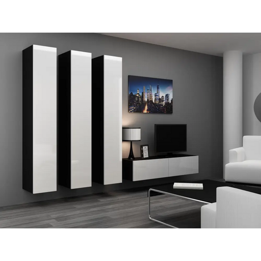 Cama Living room cabinet set VIGO 14 black/white gloss - Modern wall unitsMES-NOW<<<Wall UnitsMES<<<ActionPL