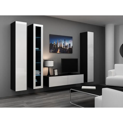 Cama Living room cabinet set VIGO 15 black/white gloss - Modern wall unitsMES-NOW<<<Wall UnitsMES<<<ActionPL