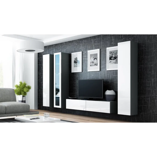 Cama Living room cabinet set VIGO 15 grey/white gloss - Modern wall unitsMES-NOW<<<Wall UnitsMES<<<ActionPL