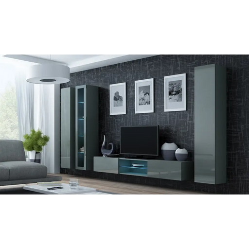 Cama Living room cabinet set VIGO 17 grey/grey gloss - Modern wall unitsMES-NOW<<<Wall UnitsMES<<<ActionPL