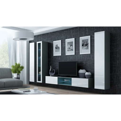 Cama Living room cabinet set VIGO 17 grey/white gloss - Modern wall unitsMES-NOW<<<Wall UnitsMES<<<ActionPL
