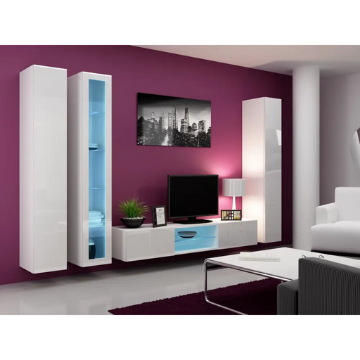 Cama Living room cabinet set VIGO 17 white/white gloss - Modern wall unitsMES-NOW<<<Wall UnitsMES<<<ActionPL